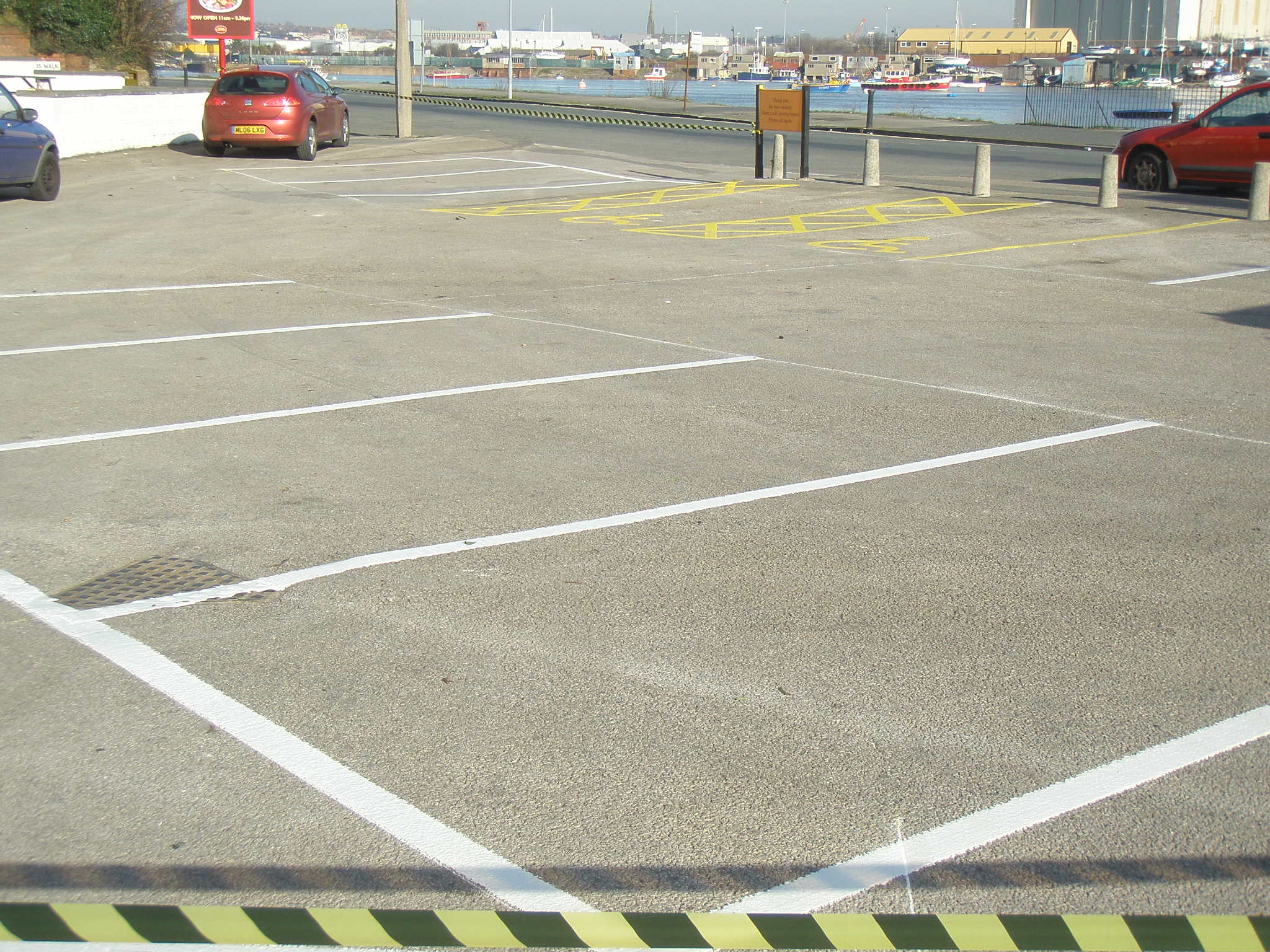 Parking bays in white